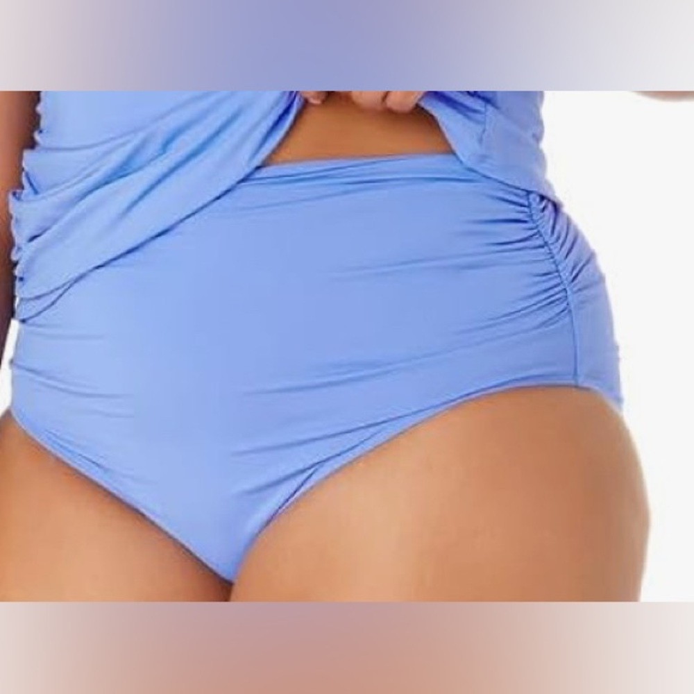 Anne Cole High Waist Shirred Side Convertible Bikini Bottom in Periwinkle 22W